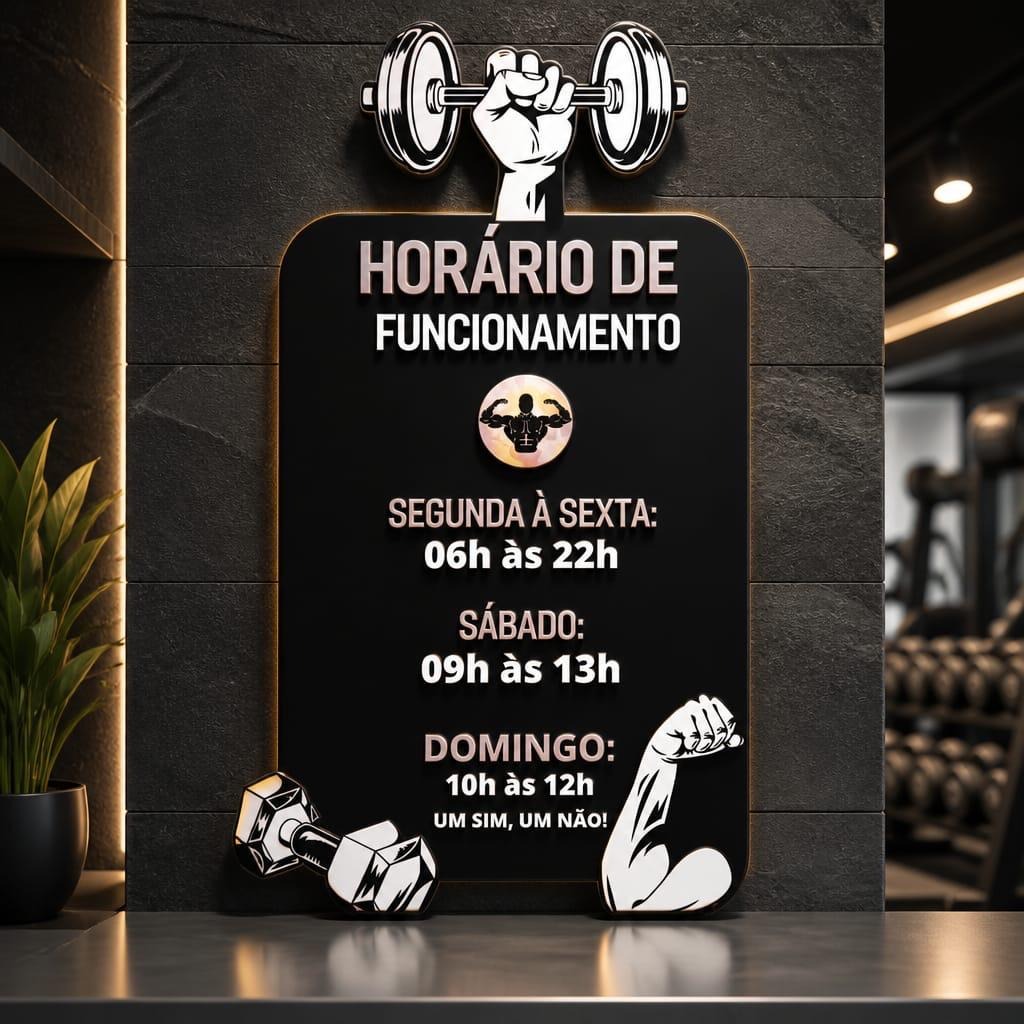 Arte com o horário de funcionamento da Planet Academia